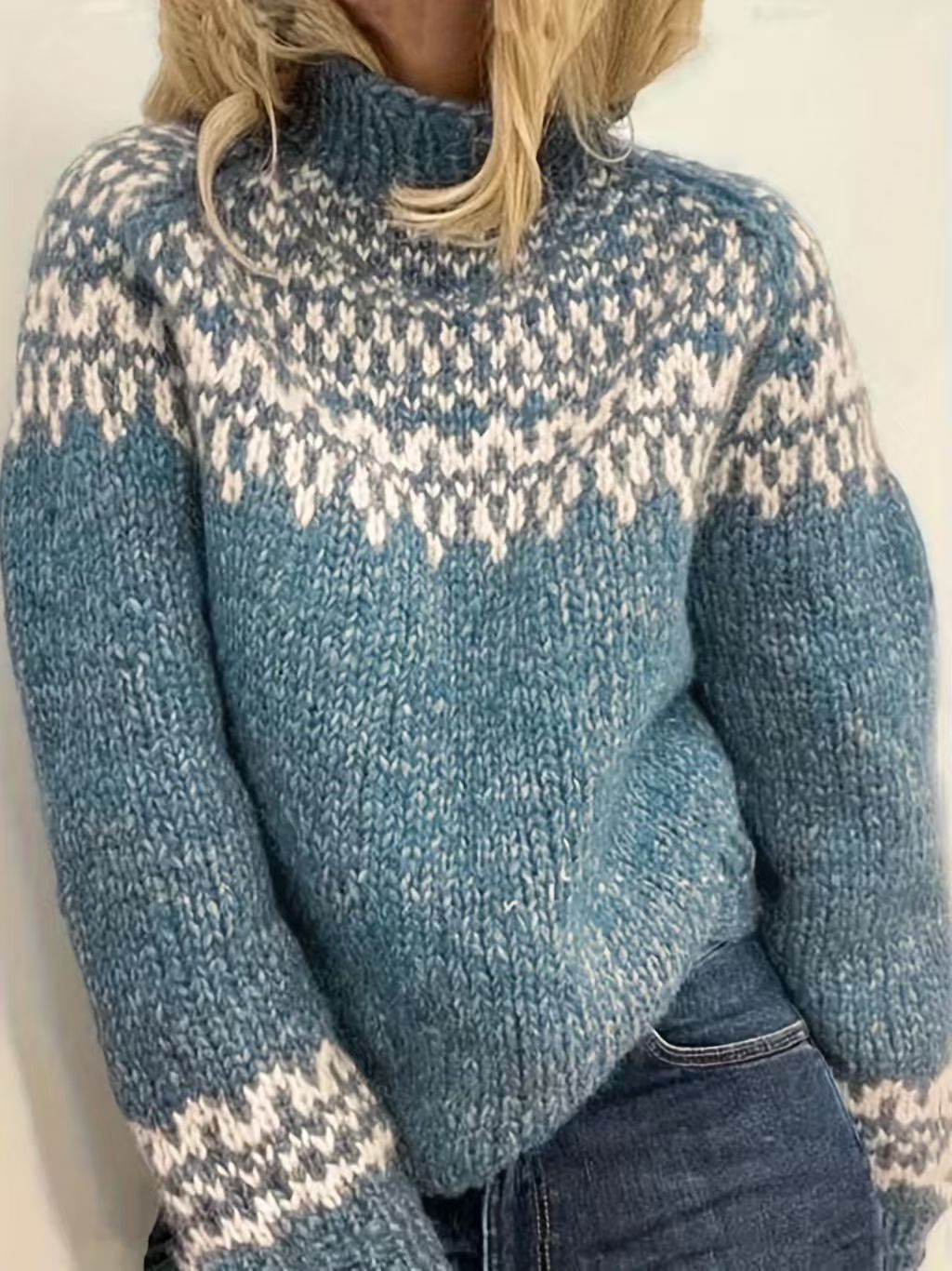 Astrid Pull Col Roulé Femme Motif Norvégien