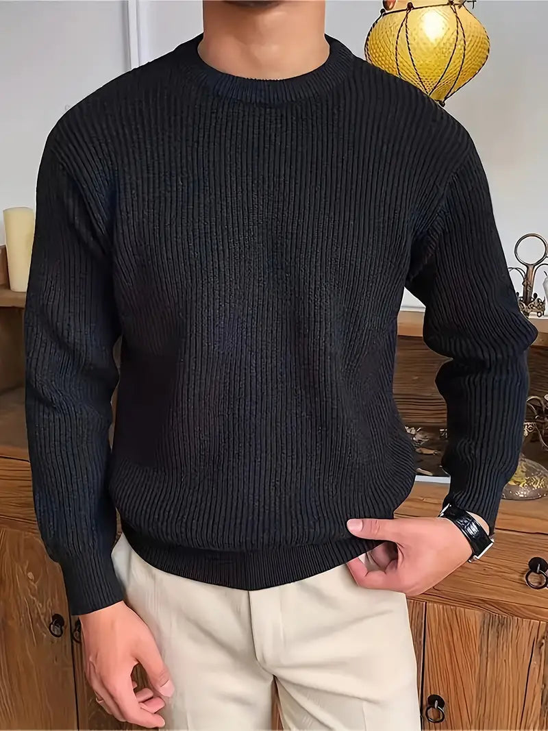 Montaro Pull Homme Col Rond Côtelé