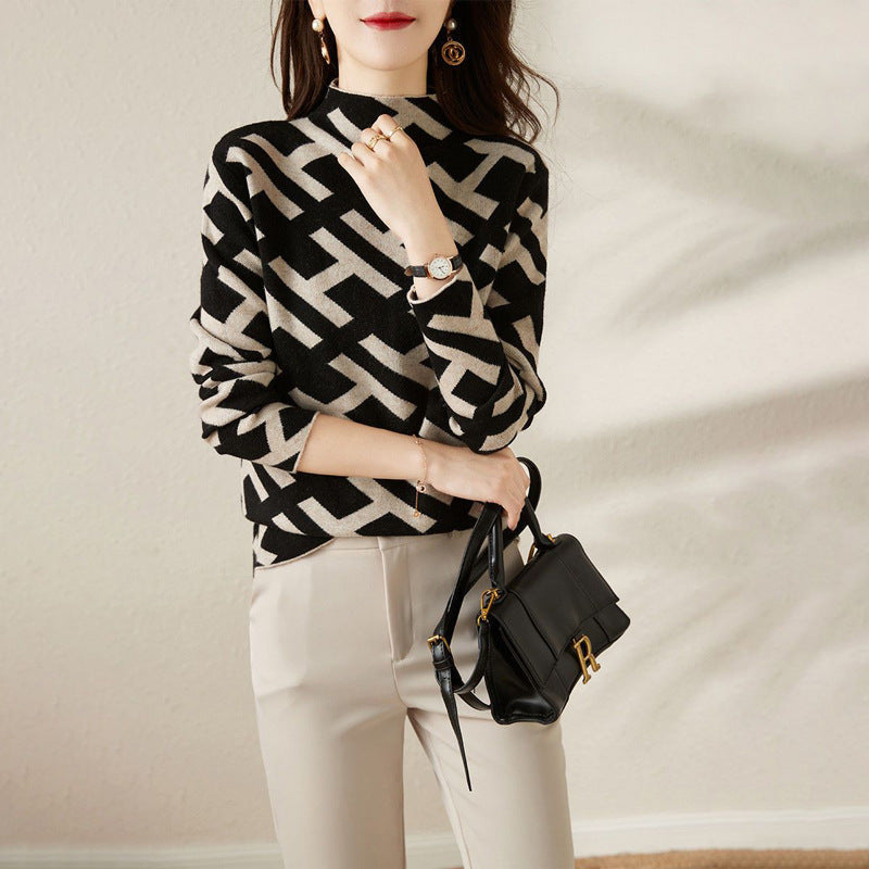 Maeve Pull Tricoté Noir et Blanc pour Femme