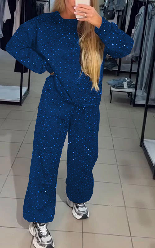 Aria Ensemble d’Intérieur Femme – Détails Strass et Coupe Décontractée