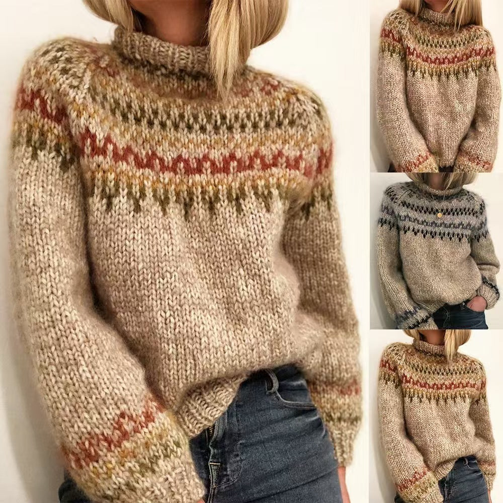 Astrid Pull Col Roulé Femme Motif Norvégien