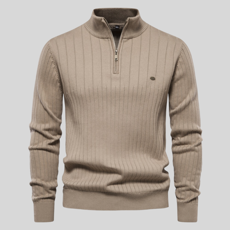 Kasper Pull Homme Demi-Zip Côtelé