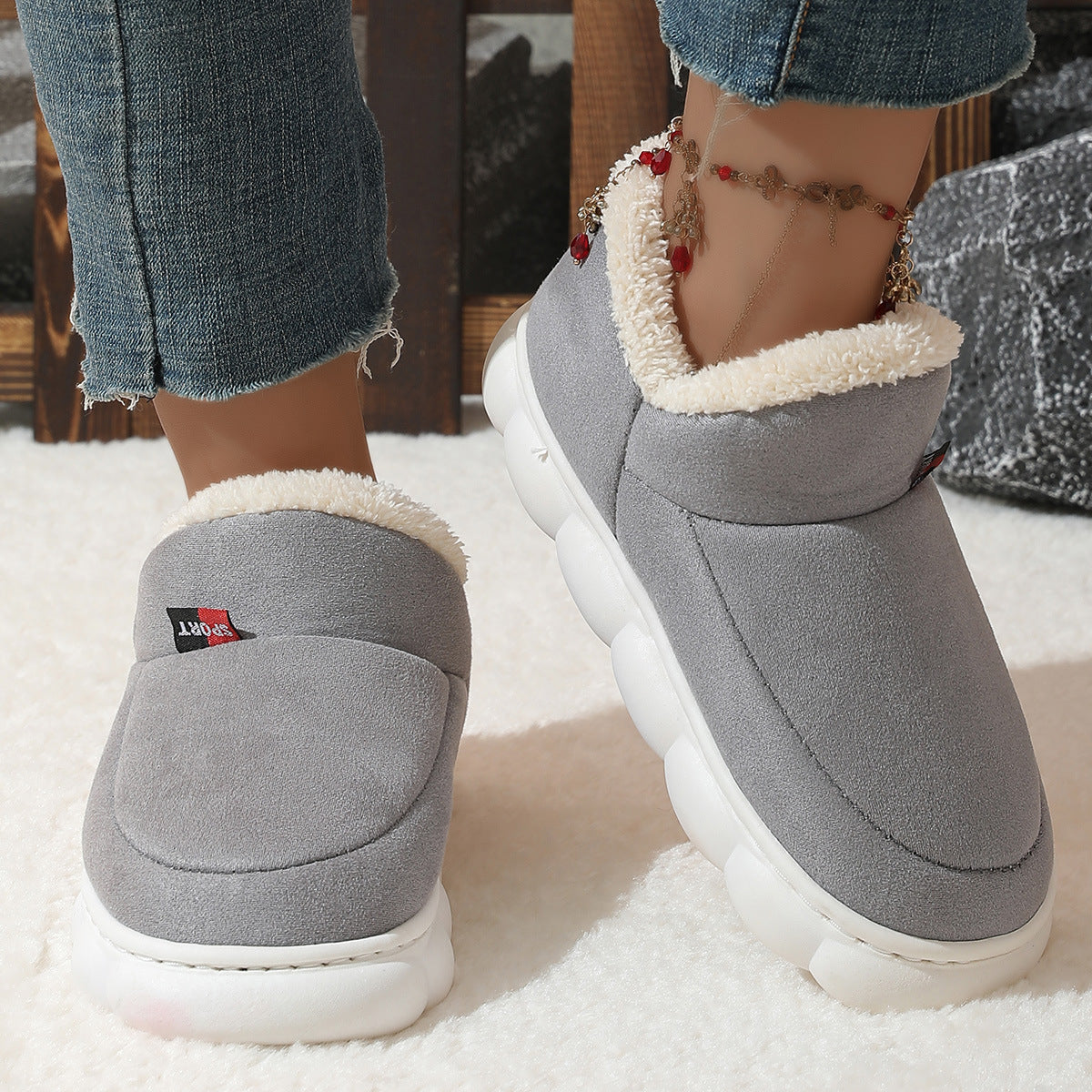 Rebecca – Baskets Plateforme en Peluche pour Femme