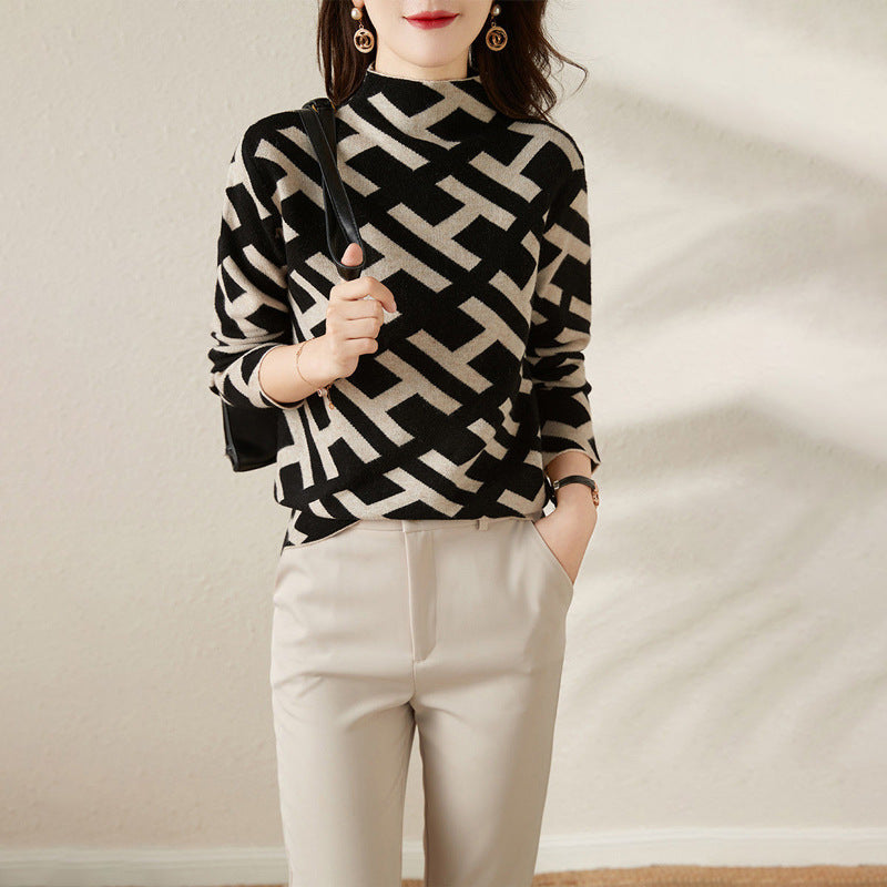 Maeve Pull Tricoté Noir et Blanc pour Femme