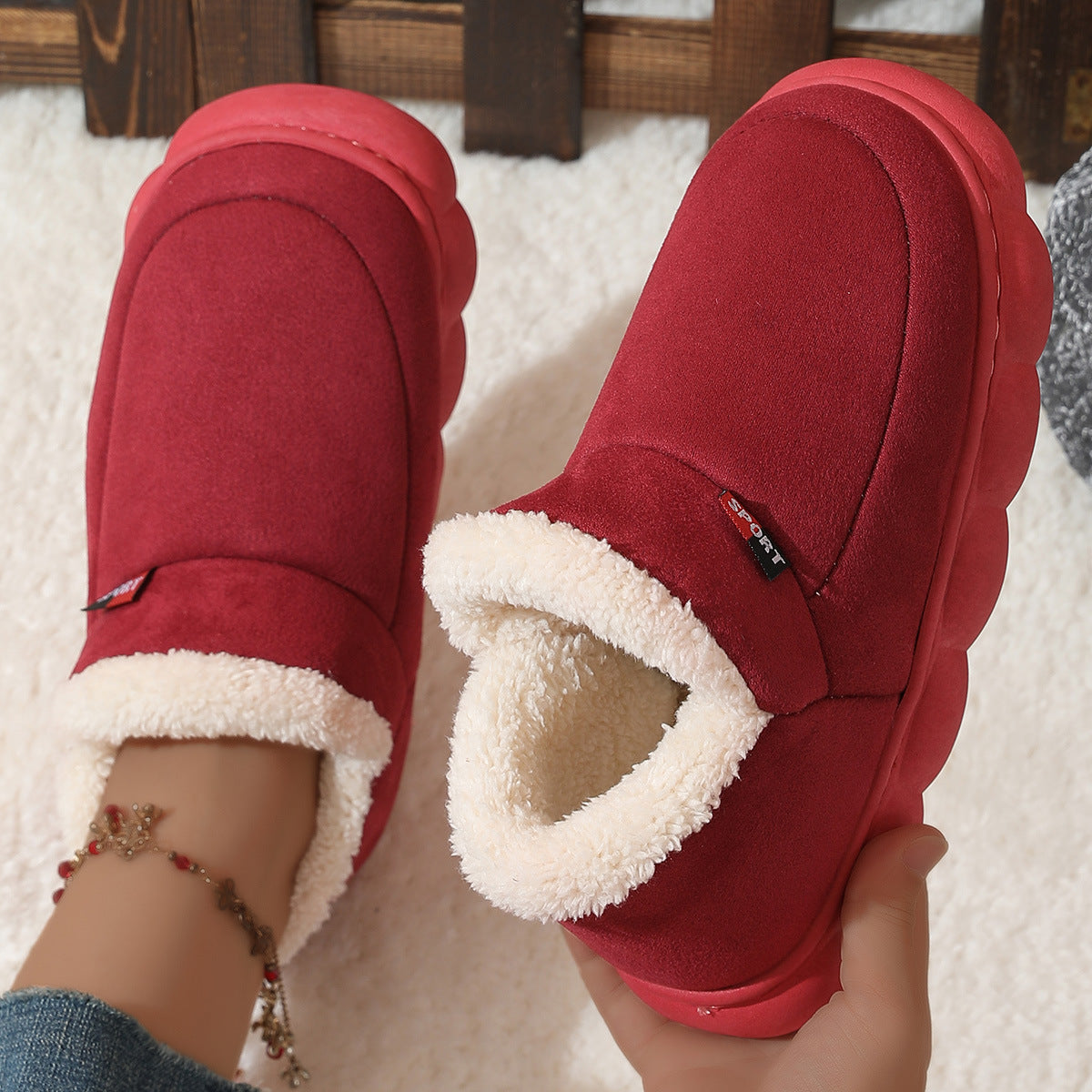Rebecca – Baskets Plateforme en Peluche pour Femme