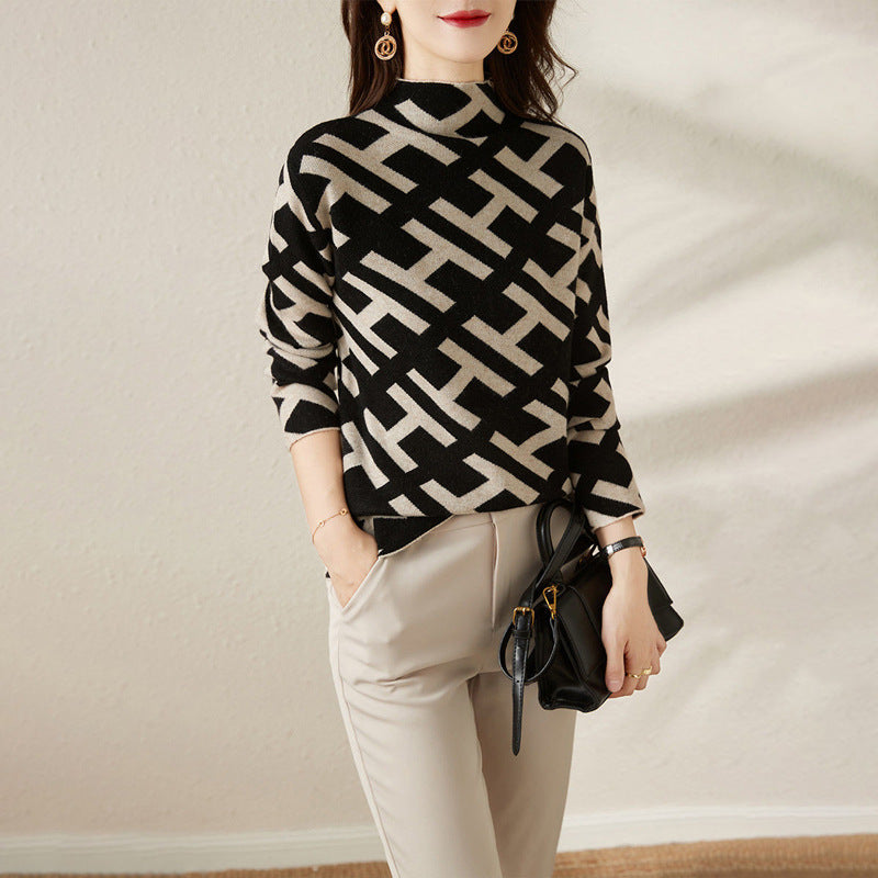 Maeve Pull Tricoté Noir et Blanc pour Femme