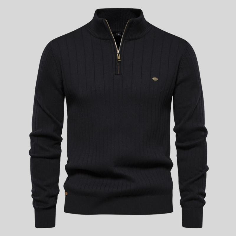Kasper Pull Homme Demi-Zip Côtelé