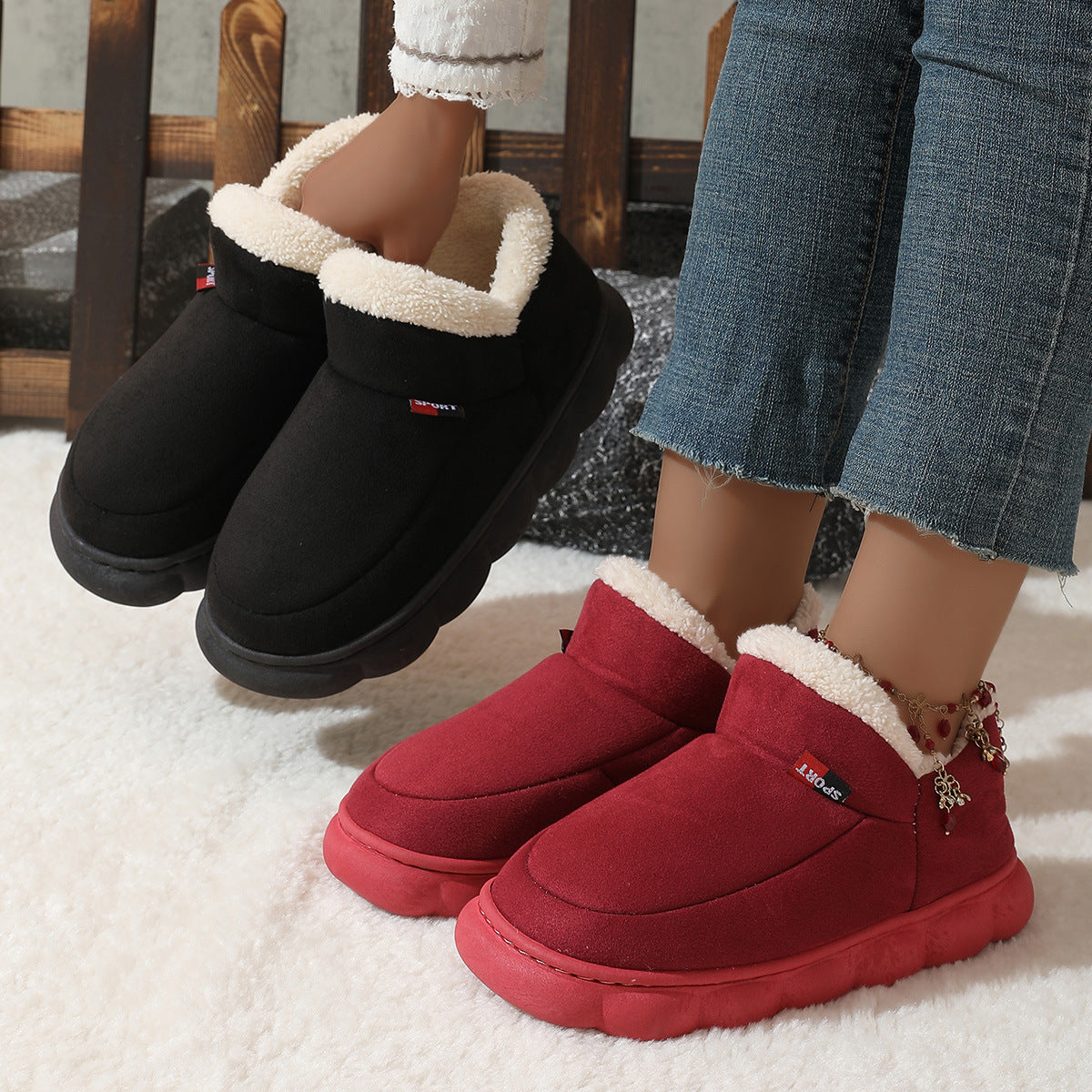 Rebecca – Baskets Plateforme en Peluche pour Femme