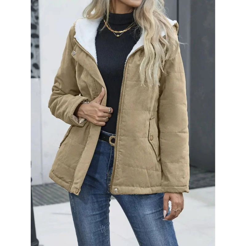 Luna Manteau Femme Doublé de Fausse Fourrure