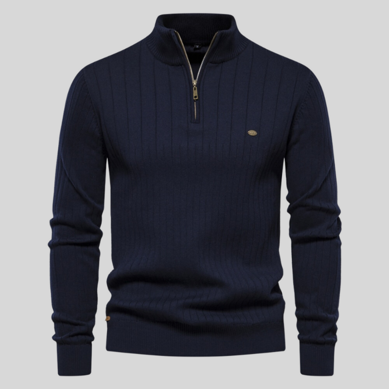 Kasper Pull Homme Demi-Zip Côtelé