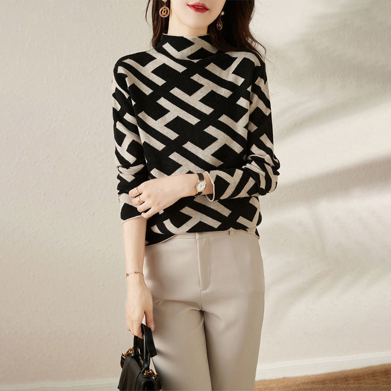 Maeve Pull Tricoté Noir et Blanc pour Femme