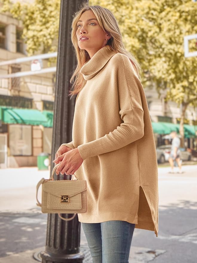 Ava Pull Long Femme Col Roulé Ample