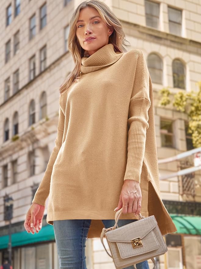 Ava Pull Long Femme Col Roulé Ample