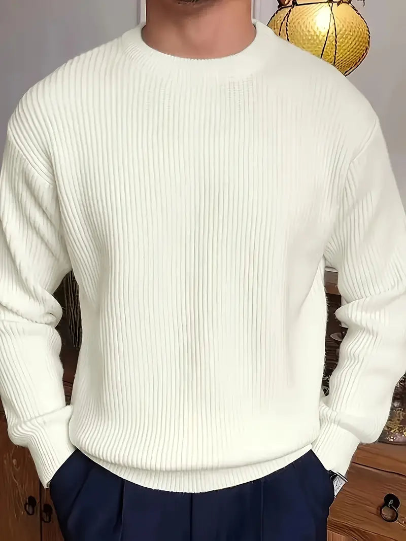 Montaro Pull Homme Col Rond Côtelé
