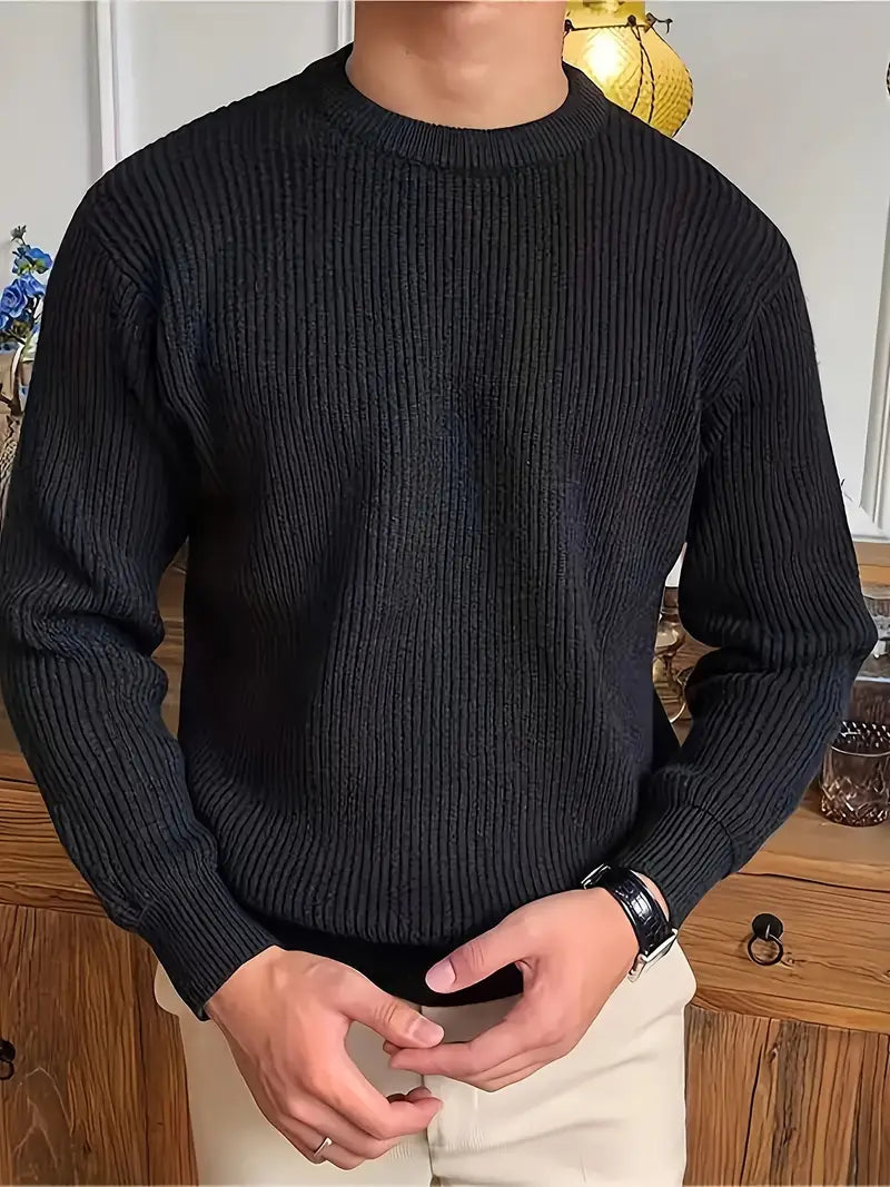 Montaro Pull Homme Col Rond Côtelé