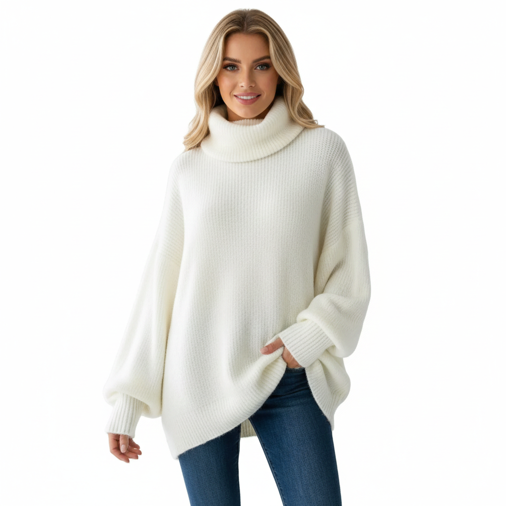 Ashley Pull Col Roulé Ample Femme