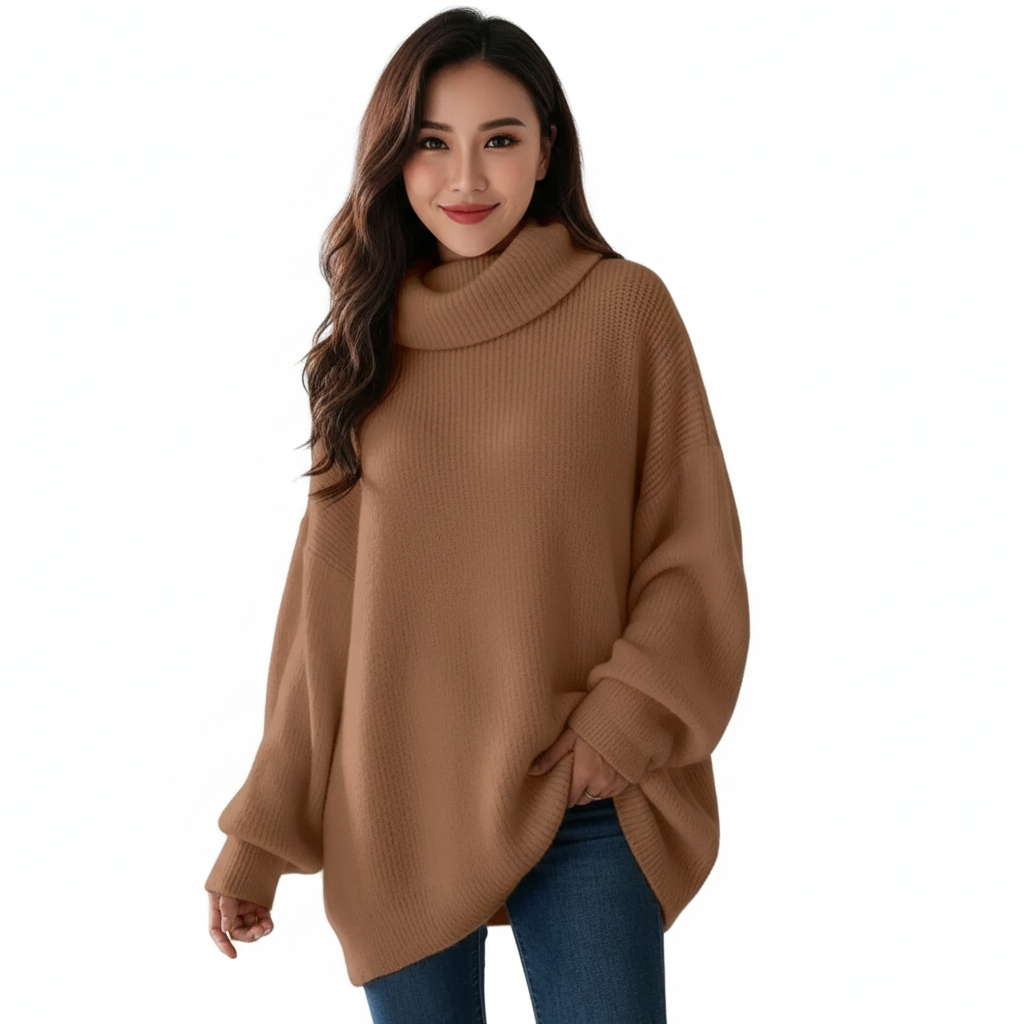 Ashley Pull Col Roulé Ample Femme