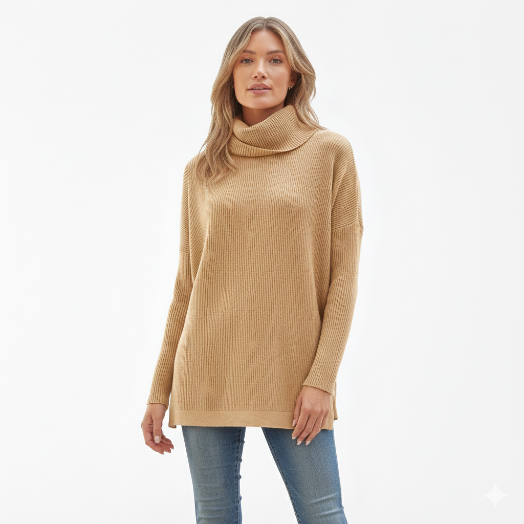 Ava Pull Long Femme Col Roulé Ample