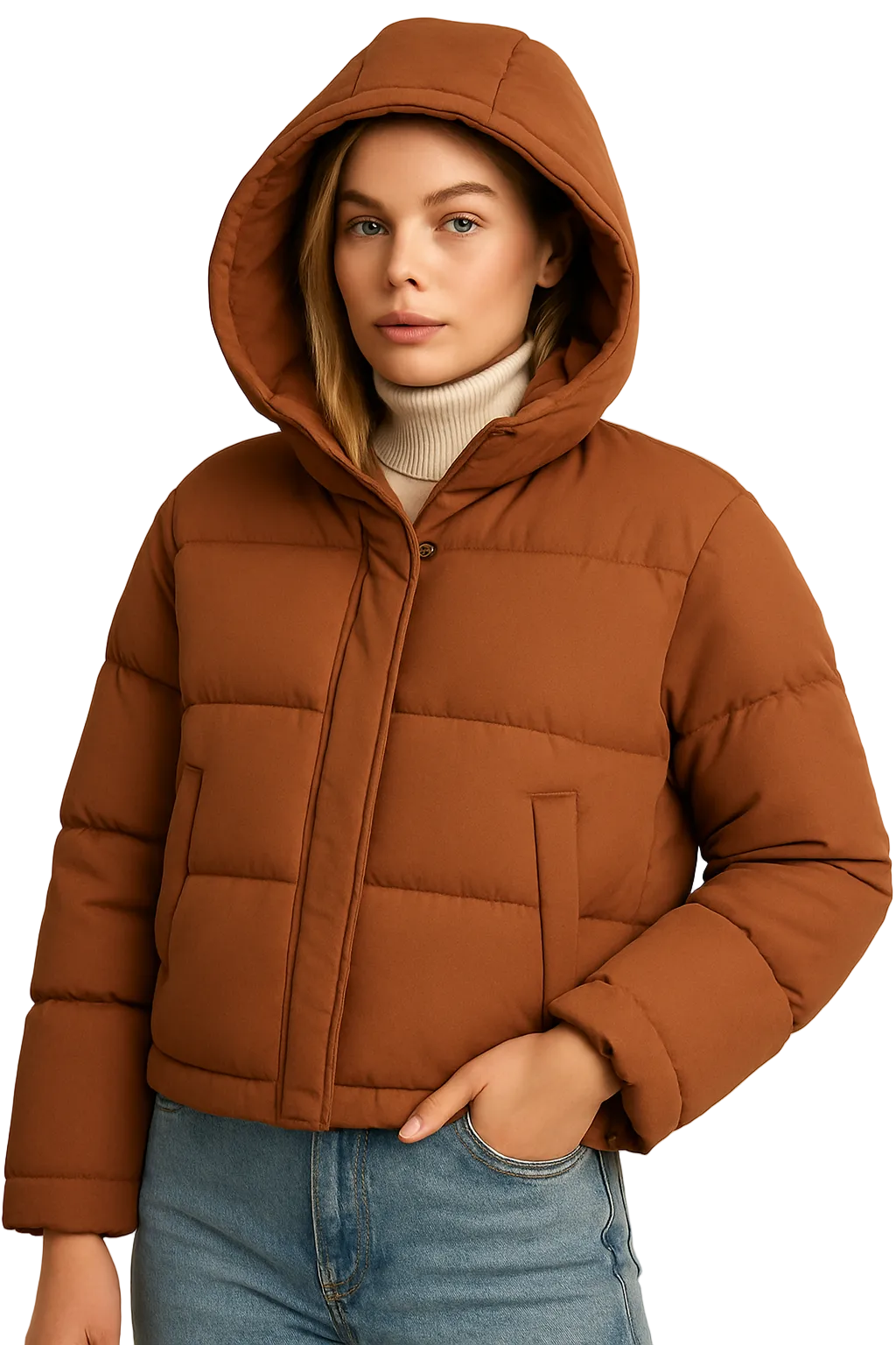 Vina Veste Courte Femme Matelassée à Capuche