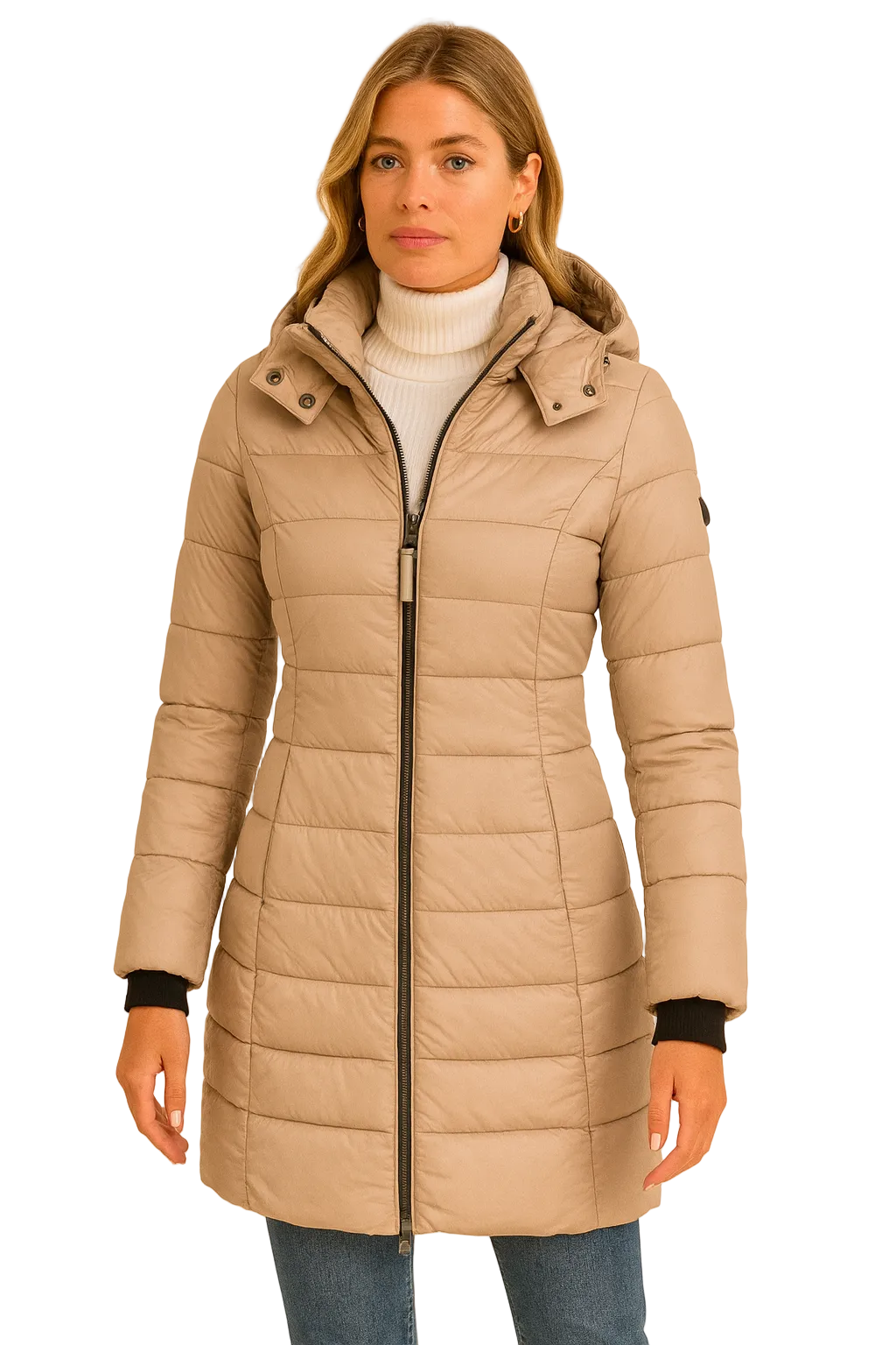 Resee Manteau Long Matelassé Femme à Capuche