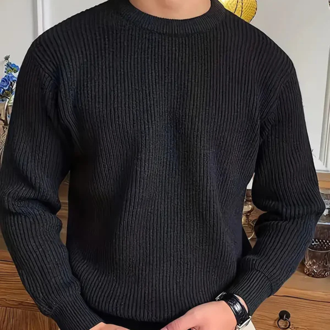 Montaro Pull Homme Col Rond Côtelé