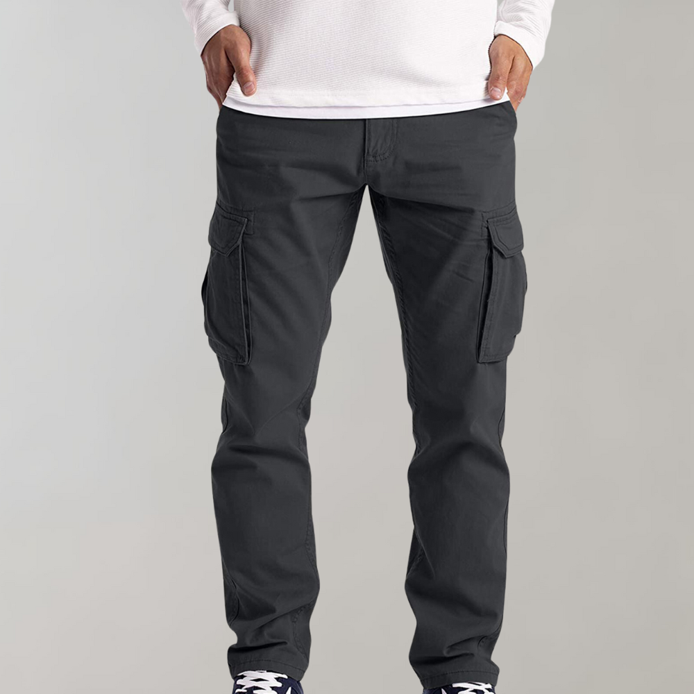 Ytan Pantalon Cargo Homme – Pantalon droit utilitaire avec grandes poches latérales à rabat