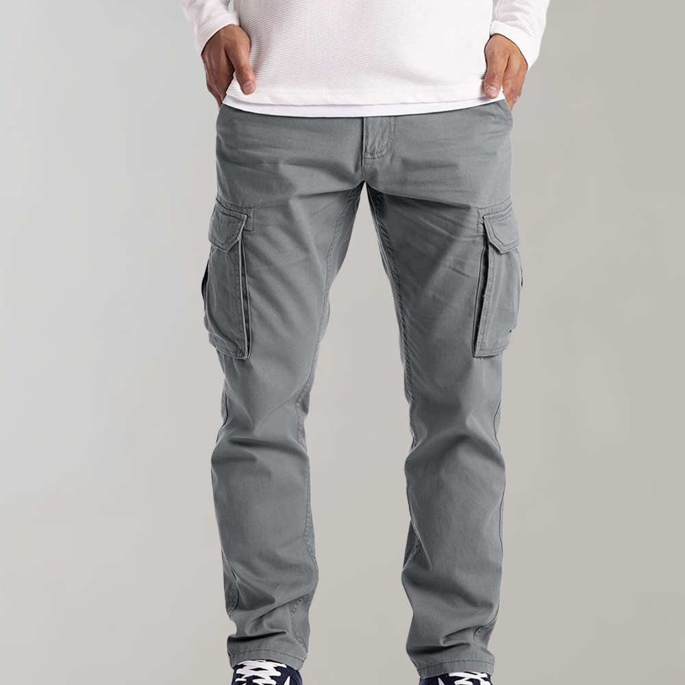 Ytan Pantalon Cargo Homme – Pantalon droit utilitaire avec grandes poches latérales à rabat