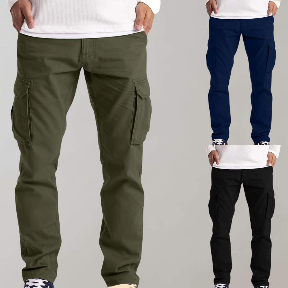 Ytan Pantalon Cargo Homme – Pantalon droit utilitaire avec grandes poches latérales à rabat