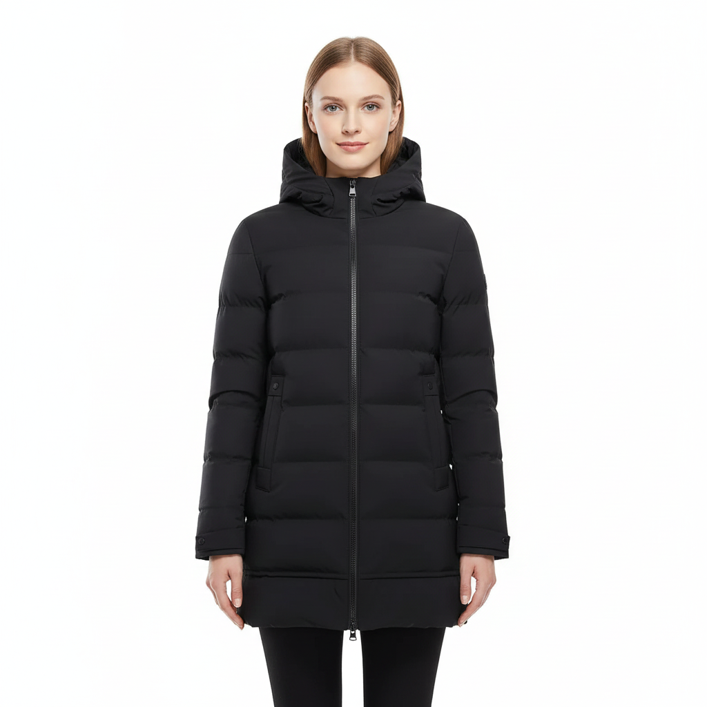Emily Manteau d’Hiver Long Femme Matelassé à Capuche
