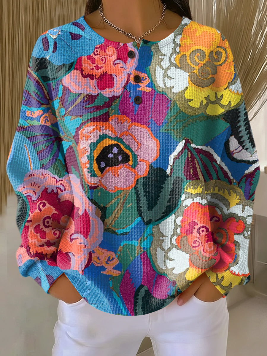 Ida - Pull à grandes fleurs colorées