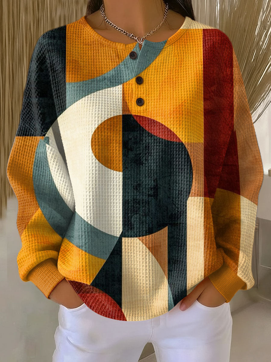 Léa - Pull en maille gaufrée à motifs géométriques