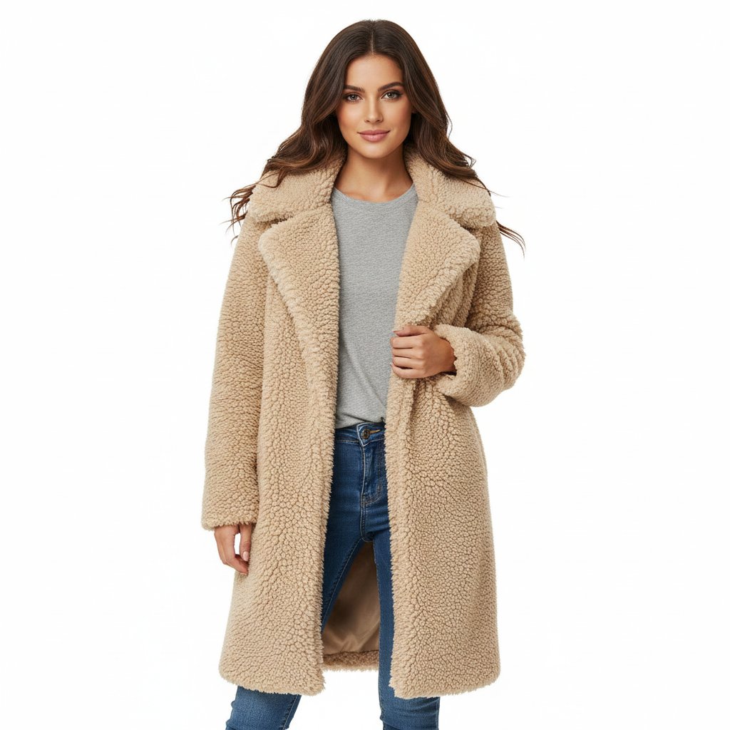 Mila Manteau Teddy Femme Long et Ample