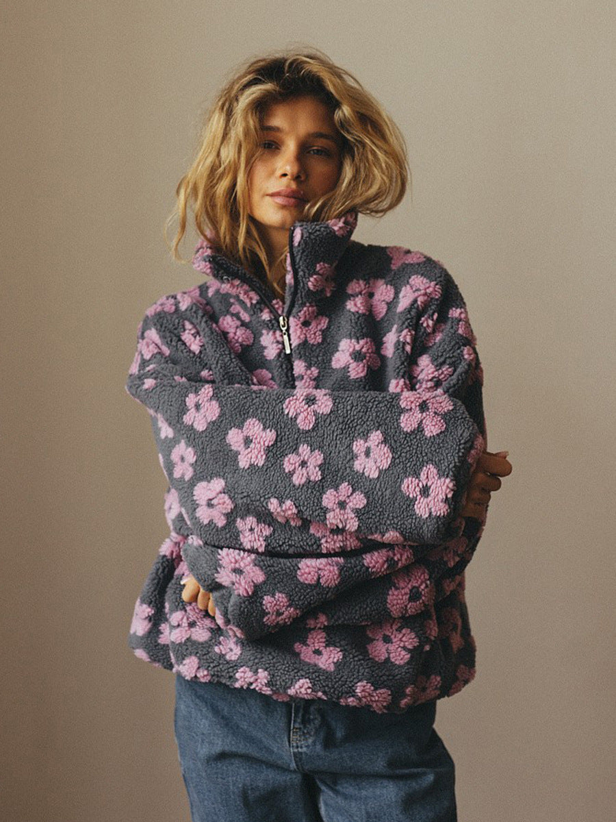 Meley Pull en Maille Fleurie Femme