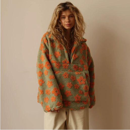 Meley Pull en Maille Fleurie Femme