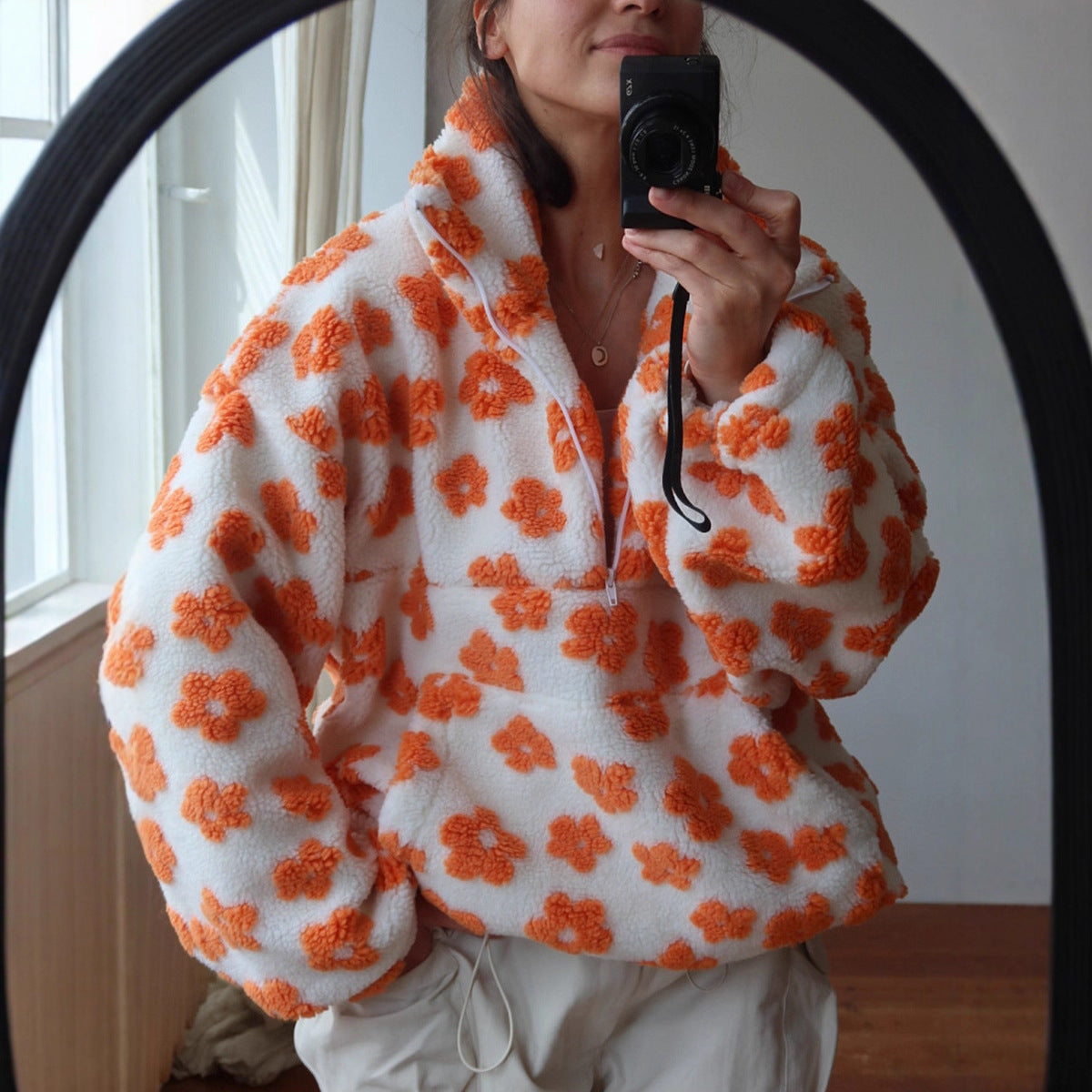 Meley Pull en Maille Fleurie Femme