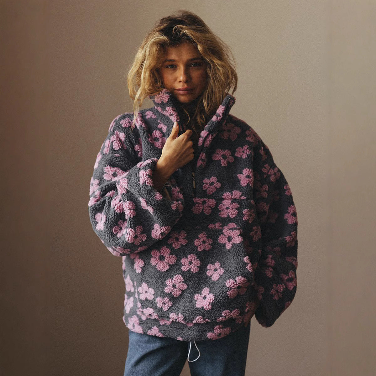 Meley Pull en Maille Fleurie Femme