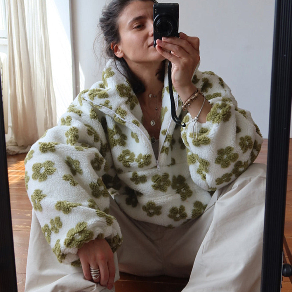 Meley Pull en Maille Fleurie Femme