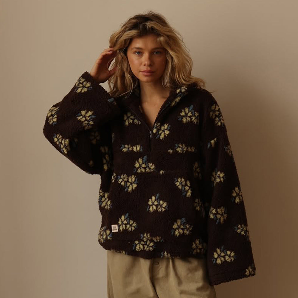 Meley Pull en Maille Fleurie Femme
