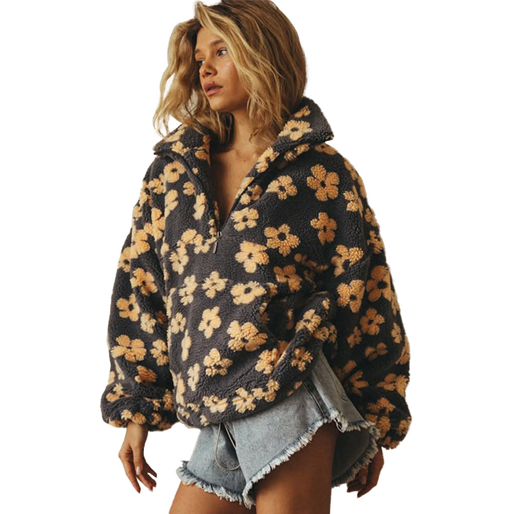 Meley Pull en Maille Fleurie Femme