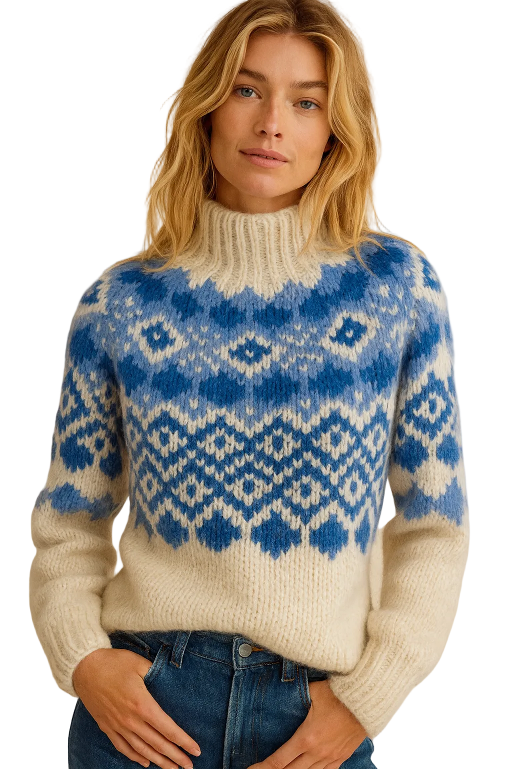 Astrid Pull Col Roulé Femme Motif Norvégien