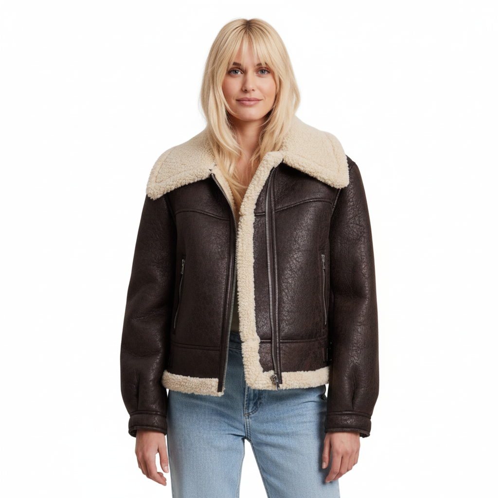 Rae Veste Aviateur Femme Marron Foncé