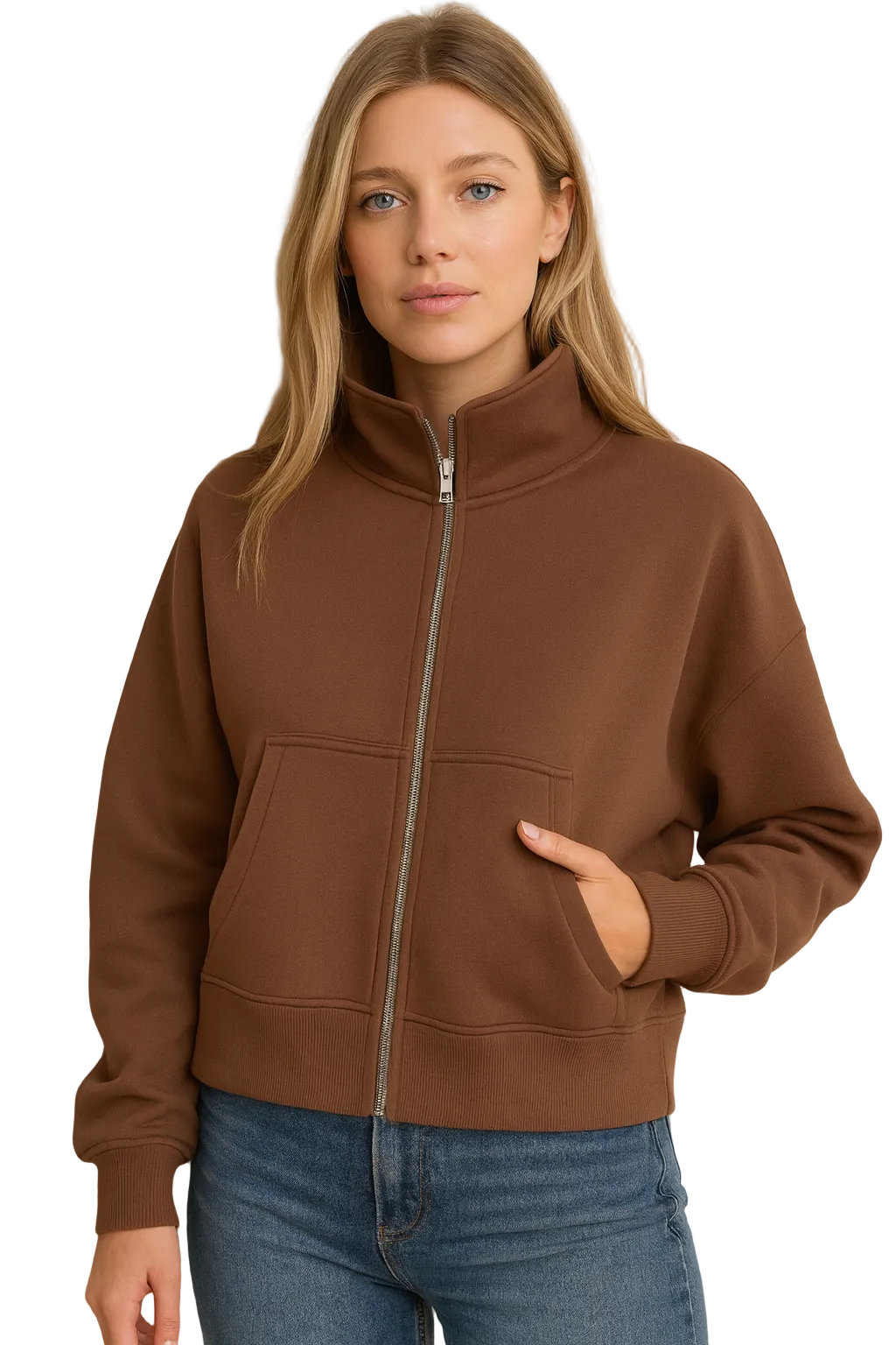 Evangeline Veste Femme Zippée à Col Montant