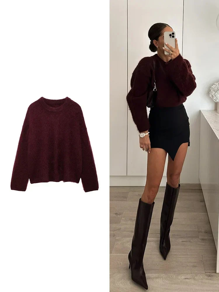 Milas Pull d’Hiver Doux Femme