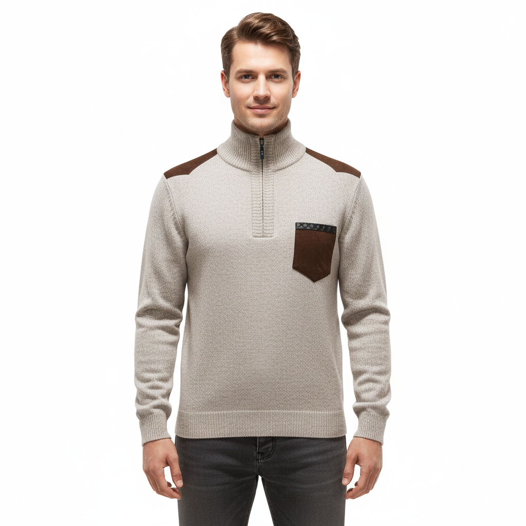 Tristan Pull Laine Homme Demi-Zip
