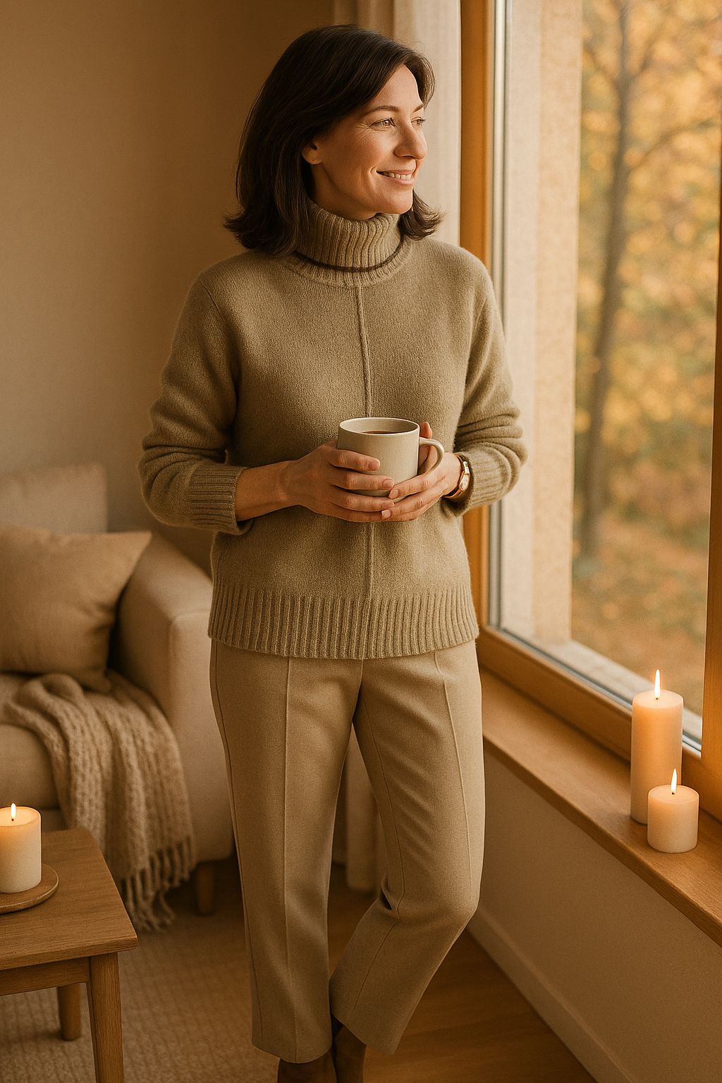 Liv Pull Femme Col Roulé Cachemire