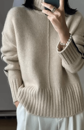 Liv Pull Femme Col Roulé Cachemire