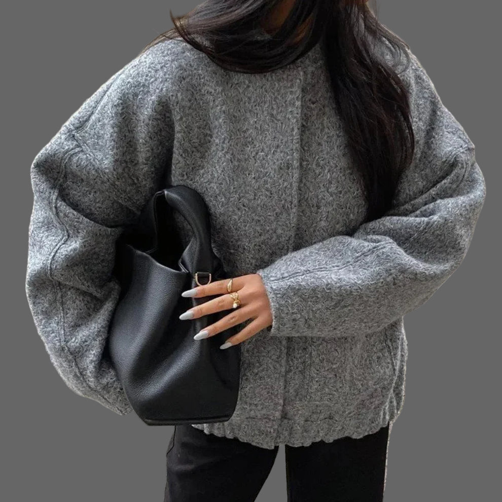 Via Blouson Bomber Ample Femme en Bouclé