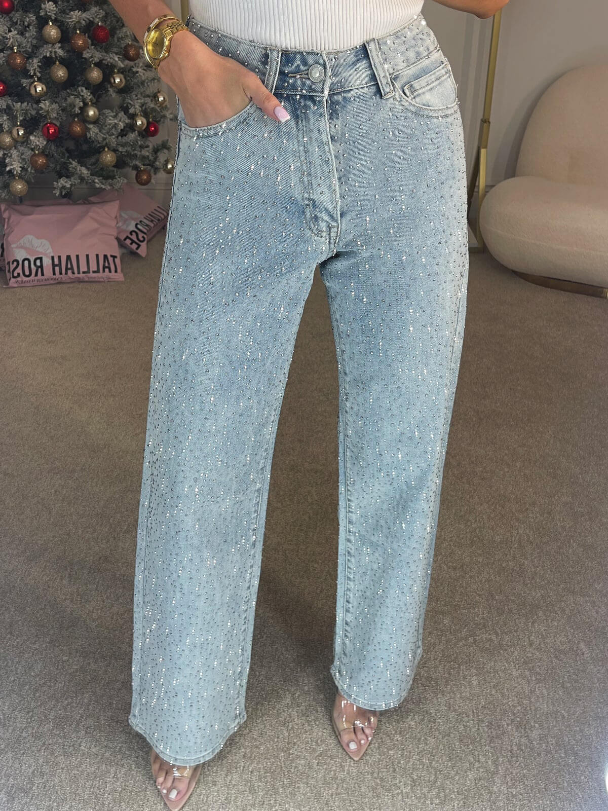 Rachel Jean Taille Haute Scintillant pour Femme
