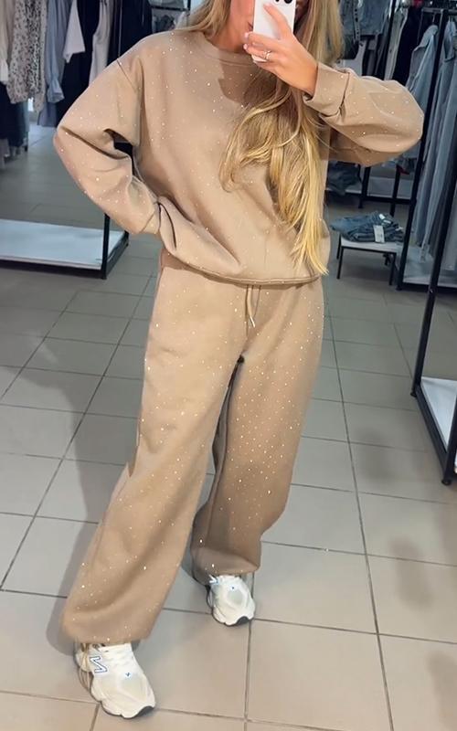 Aria Ensemble d’Intérieur Femme – Détails Strass et Coupe Décontractée