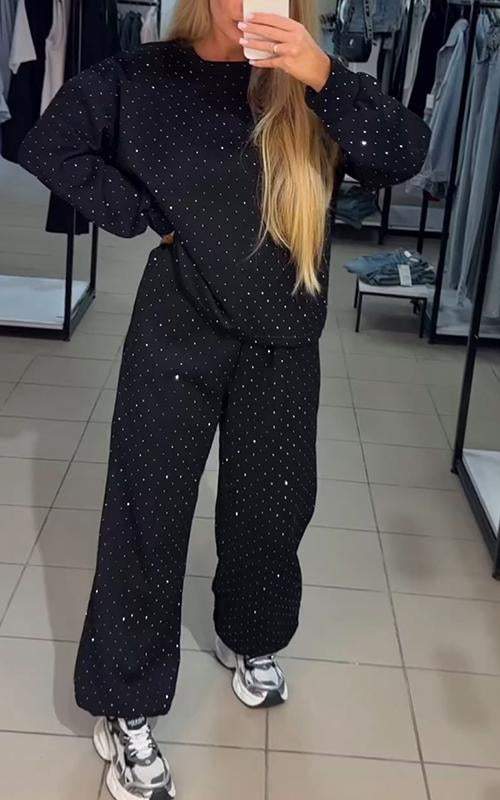 Aria Ensemble d’Intérieur Femme – Détails Strass et Coupe Décontractée